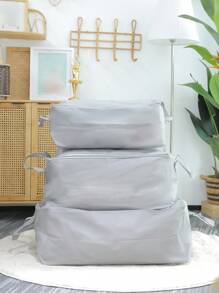 SHEIN 1pc Large Grey Foldable Storage Bag, Polyester Multifunction Handheld Clothes Storage Bag For Household - Grey - View 1