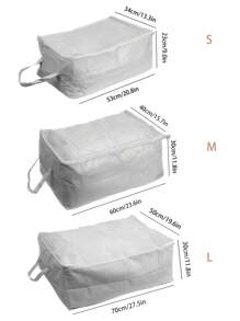 SHEIN 1pc Large Grey Foldable Storage Bag, Polyester Multifunction Handheld Clothes Storage Bag For Household - Grey - View 3