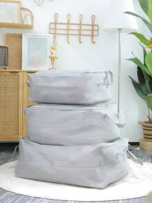 SHEIN 1pc Large Grey Foldable Storage Bag, Polyester Multifunction Handheld Clothes Storage Bag For Household - Grey - View 4