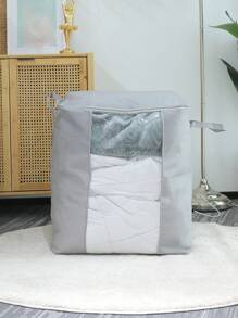 SHEIN 1入組素色可折疊衣服收納袋,灰色滌綸被子包, - 灰色 - 查看 4