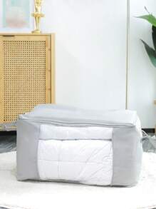 1pc Solid Color Foldable Storage Bag, Modern Polyester Travel Storage Bag For Home - Grey - View 2