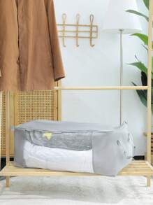 1pc Solid Color Foldable Storage Bag, Modern Polyester Travel Storage Bag For Home - Grey - View 5