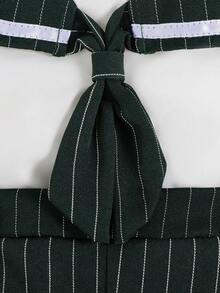 Baby Boy Striped Print Top & Plicated Button Detail Shorts