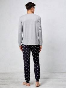 男士自行車圖案口袋貼布睡衣套裝 - 彩色 - 查看 2