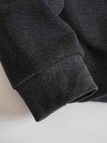 INAWLY 豹纹字母图案保暖内衬卫衣，适合冬季和秋季穿着 - 深灰色 - 查看 3