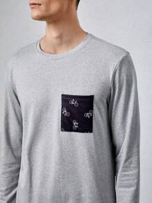 男士自行車圖案口袋貼布睡衣套裝 - 彩色 - 查看 8