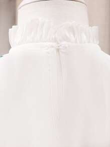 Baby Girl Floral Print Puff Sleeve Ruffle Hem Dress - Blue and White - View 4