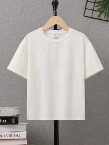 SHEIN Camiseta Estampada Con Diseño De Escultura, Estilo Urbano Y Holgado Para Niños Adolescentes, Con Hombros Caídos Y Arte De Graffiti
