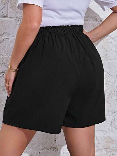 SHEIN Essnce Plus Solid Wide Leg Shorts