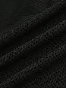 SHEIN EZwear Plus High Waist Mesh Overlay Lettuce Trim Skirt - Black - View 3