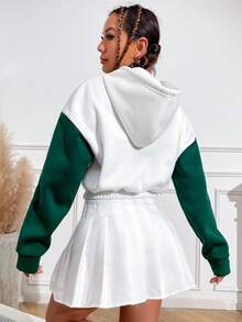 SHEIN Unity Đồ họa Chữ cái Thả vai Dây rút Hoodie - Nhiều màu - Xem 2