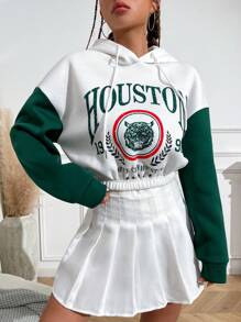 SHEIN Unity Đồ họa Chữ cái Thả vai Dây rút Hoodie - Nhiều màu - Xem 3