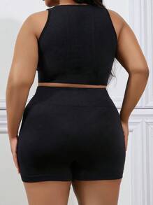 Plus Solid Shapewear Set - Black - View 2