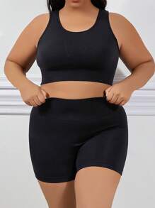 Plus Solid Shapewear Set - Black - View 3