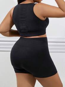 Plus Solid Shapewear Set - Black - View 4