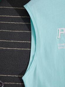 Manfinity Hypemode Men Cotton Floral & Letter Graphic Tank Top - Baby Blue - View 3