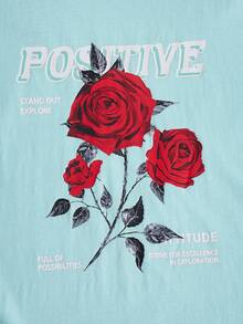 Manfinity Hypemode Men Cotton Floral & Letter Graphic Tank Top - Baby Blue - View 4