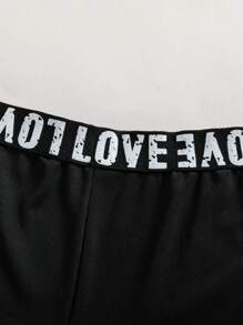 SHEIN 女小童撞色拉鏈開襟連帽夾克和字母圖案騎行褲和背心上衣 - 彩色 - 查看 3