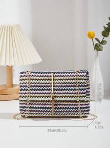 Sọc đầy màu sắc Mẫu & Tua Trang trí Đập nhẹ Dệt Cái túi - Nhiều màu - Xem 5