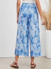 EMERY ROSE Nhuộm buộc Nút Eo đàn hồi Quần ống rộng - Nhiều màu - Xem 2