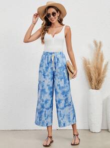 EMERY ROSE Nhuộm buộc Nút Eo đàn hồi Quần ống rộng - Nhiều màu - Xem 4