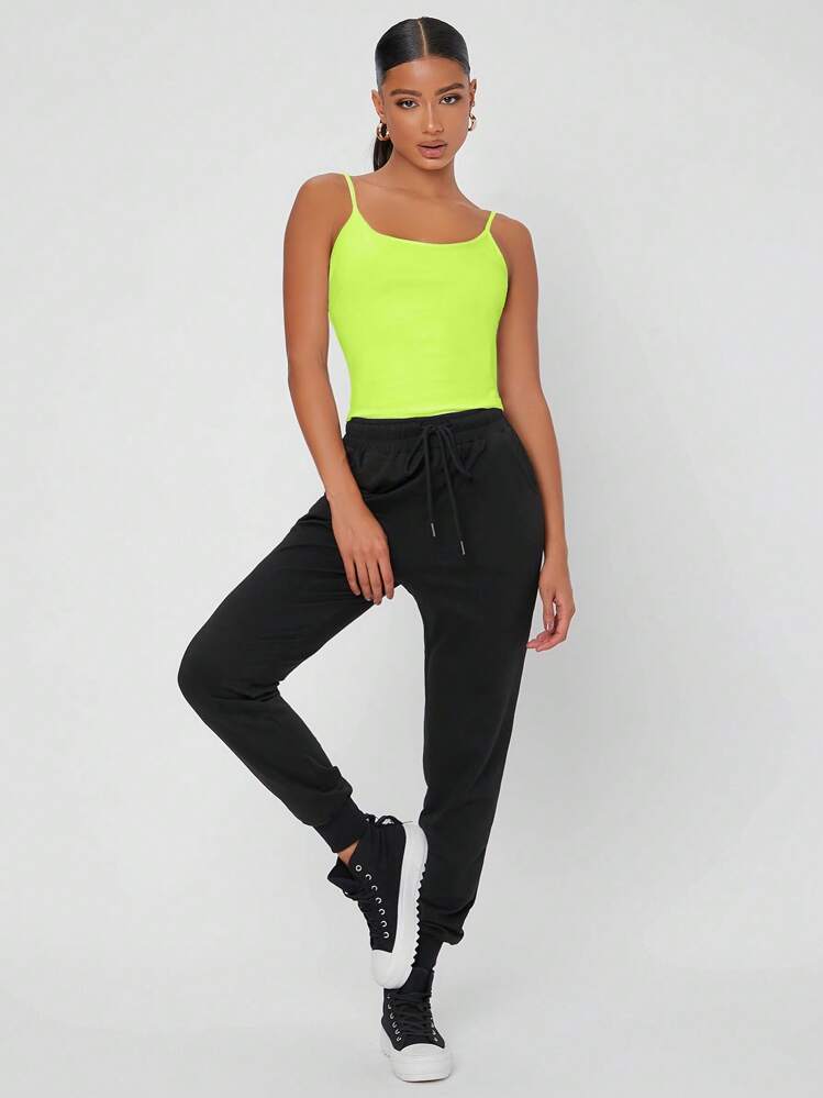 SHEIN Tall ניאון ליים חלק גופיית טופ - ירוק ליים - ראה 3