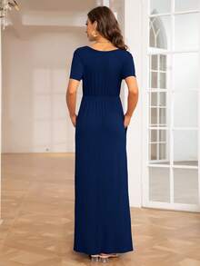 DEARCASE 孕婦素色長連衣裙