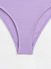 SHEIN Swim Summer Beach Ring Linked Bandeau High Waisted Bikini Set - Mauve Purple - View 5