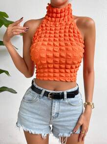 SHEIN Unity Chất rắn Không lưng Áo hai dây - trái cam - Xem 3