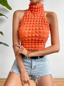 SHEIN Unity Chất rắn Không lưng Áo hai dây - trái cam - Xem 5