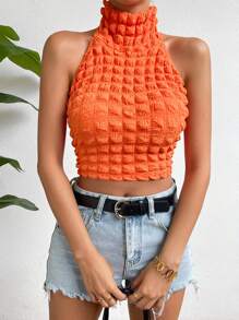 SHEIN Unity Chất rắn Không lưng Áo hai dây - trái cam - Xem 4