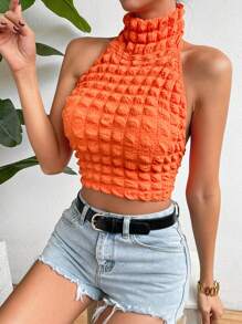 SHEIN Unity Chất rắn Không lưng Áo hai dây - trái cam - Xem 6