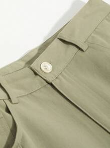DAZY Shorts unicolor con bolsillo oblicuo - Verde militar - Ver 4