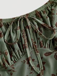 SHEIN MOD Vestido de tirantes con estampado floral pecho con fruncido bajo sirena - Multicolor - Ver 3