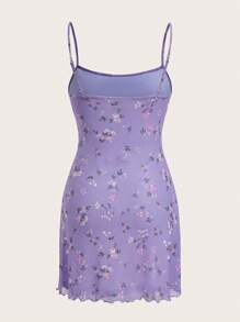SHEIN EZwear Đầm Xù nhỏ Họa tiết hoa Boho - Màu Lilac Tím - Xem 2
