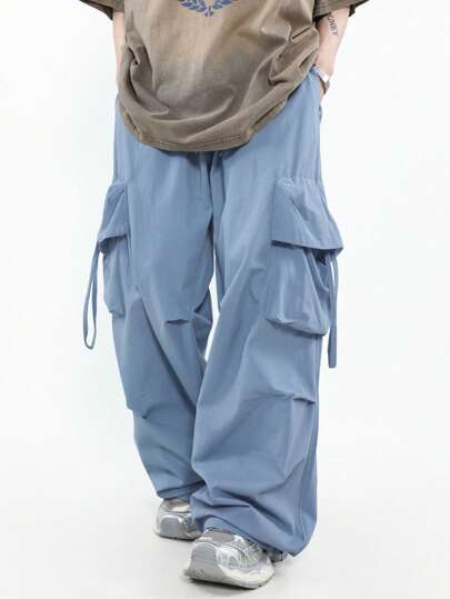 Guys Flap Pocket Side Drawstring Waist Cargo Pants
