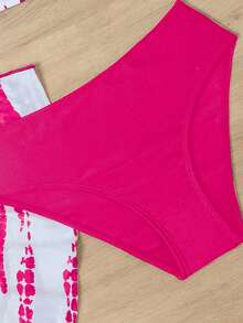 少女扎染荷叶边比基尼套装 配沙滩裙 夏日海滩 - 彩色 - 查看 4