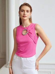 MOTF PREMIUM RHINESTONED CUT-OUT TOP - Pink - View 2