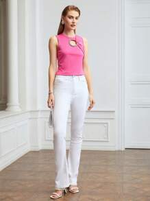 MOTF PREMIUM RHINESTONED CUT-OUT TOP - Pink - View 7