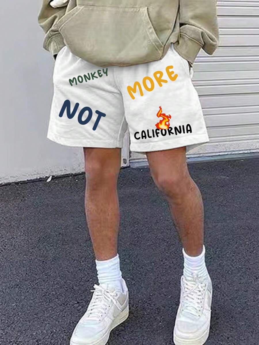 Claim Dot 男士字母图案抽绳腰宽松短裤