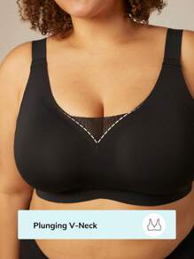 LUVLETTE Plus Midsummer Luv Plunge Bralet - Black - View 3