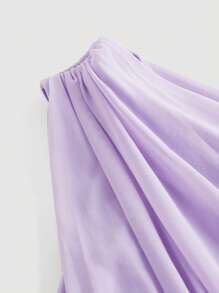 SHEIN MOD One Shoulder Ruched Crop Top - Lilac Purple - View 3