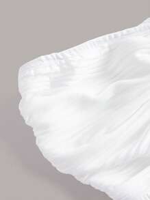 SHEIN ICON 前扭結不對稱下擺抹胸上衣 - 白色 - 查看 4