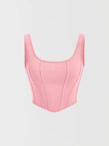 SHEIN MOD Solid Asymmetrical Hem Tank Top - Baby Pink - View 1