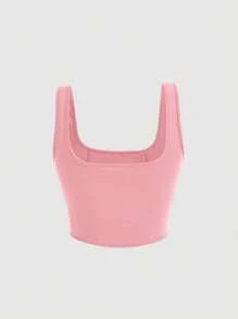 SHEIN MOD Solid Asymmetrical Hem Tank Top - Baby Pink - View 2