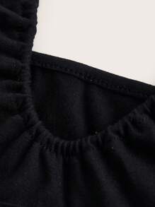 SHEIN ICON 單肩短款上衣 - 黑色 - 查看 4