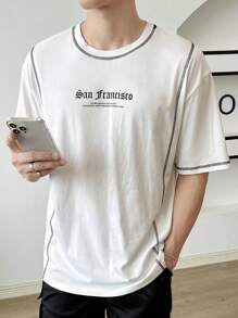 Manfinity RebelGame Áo thun nam Tương phản ràng buộc Slogan Giải trí - trắng - Xem 5