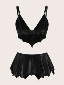 ROMWE Goth Solid Lingerie Set
