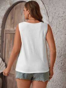 SHEIN LUNE Áo hai dây Plus Size Sọc Giải trí - Đen và trắng - Xem 2