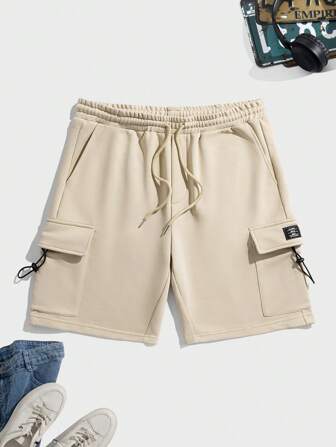 Uomo Shorts toppa con lettera tasca laterale con patta con coulisse a vita cargo
